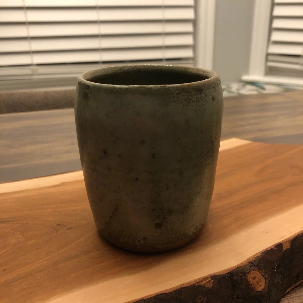 Rustic Green and Brown Ceramic Vase